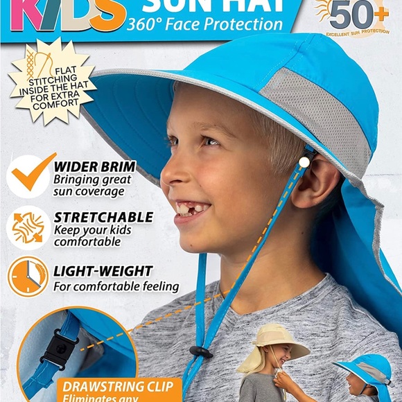 GearTOP Fishing Hat for Kids, Sun Hat with UV Protection blue 5-13 years - Picture 2 of 5